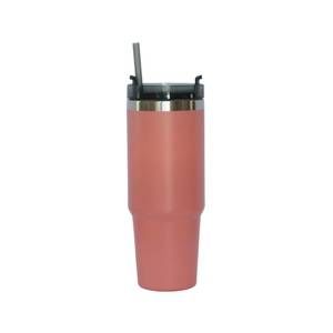 NEW CREATIVE GIFTS INTERNATIONAL stainless steel tumbler with straw in peach